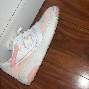 New Balance Kids' White and Pink Sneakers